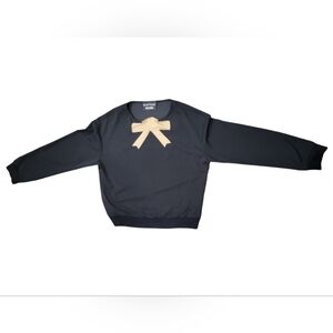 Boutique Moschino Black Women's Sweater with Gold Bow - Size Medium